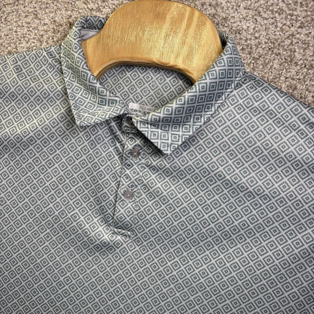 Swannies Golf Polo Shirt Mens 2XL Green Diamond Print Logo Outdoors Summer Light